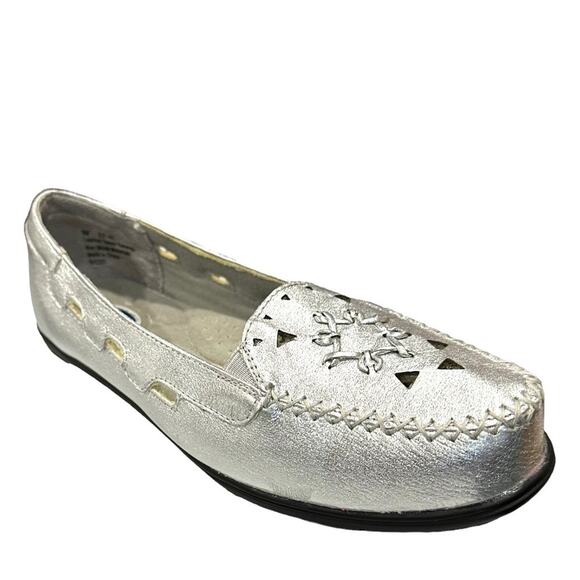 DR Scholls double air cushion insole silver metallic leather uppers size 9 - Picture 3 of 9